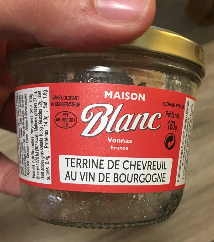 Terrine de chevreuil au vin de bourgogne