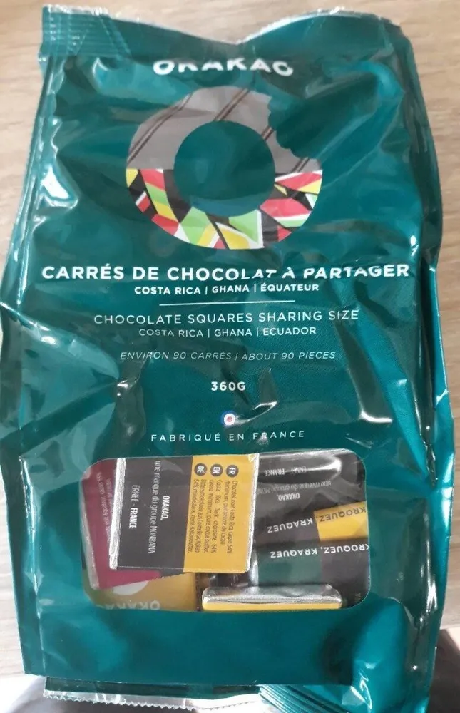 Carrés de chocolat à partager