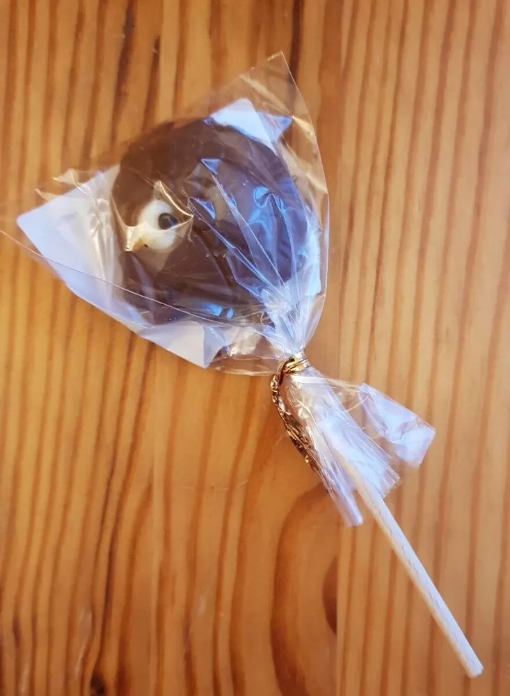 Sucette en chocolat au lait décoré