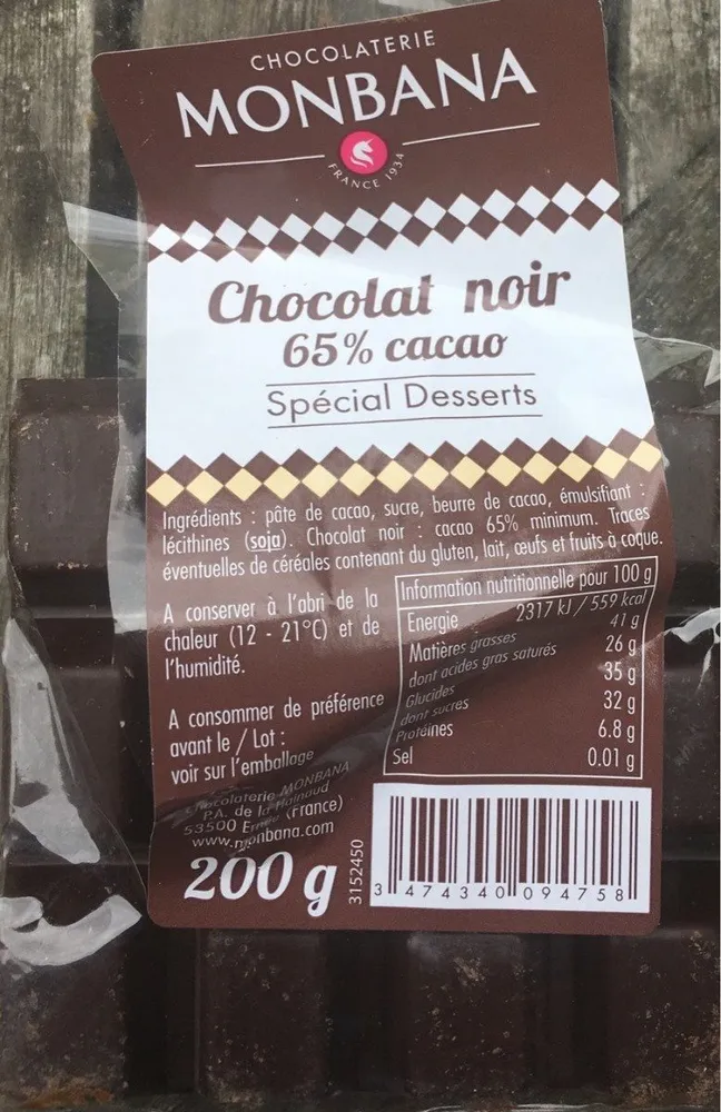 Chocolat noir monbana