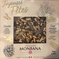 Chocolat noir amandes et oranges confites