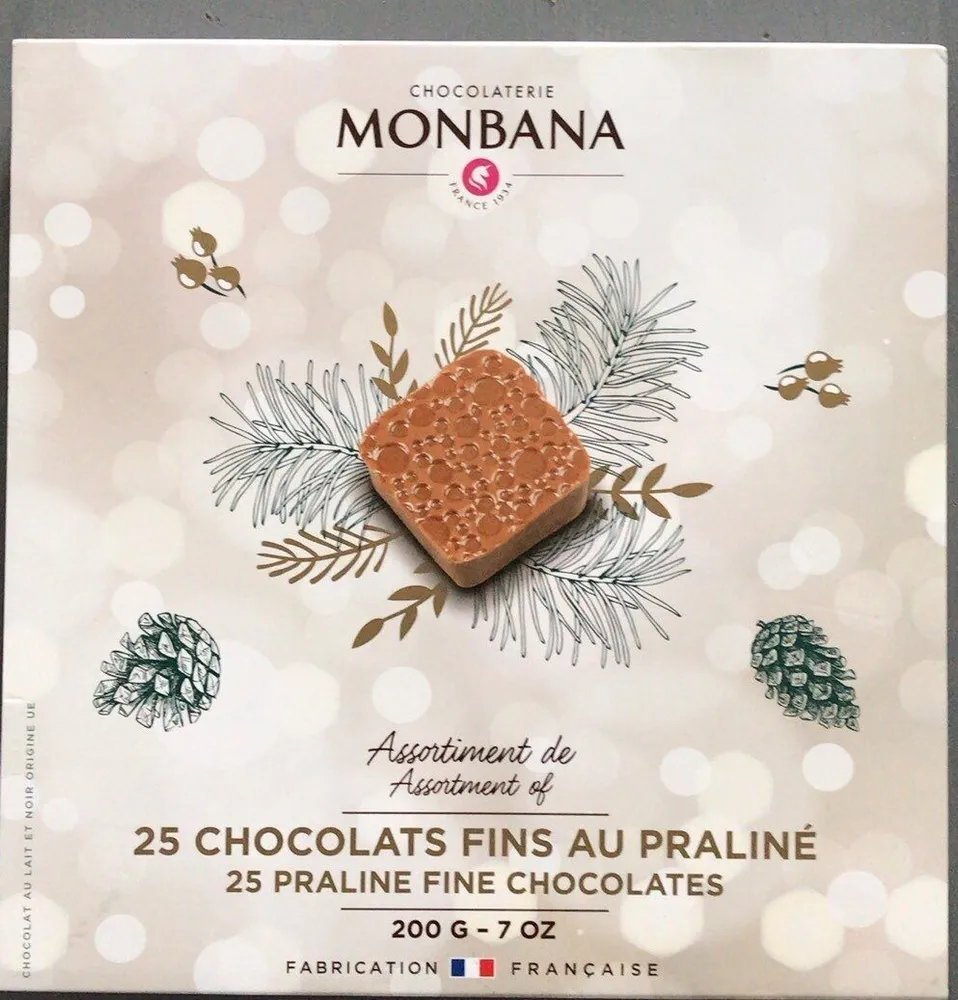 25 chocolats fins au praliné