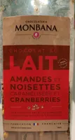 Chocolat lait amandes noisettes cranberries