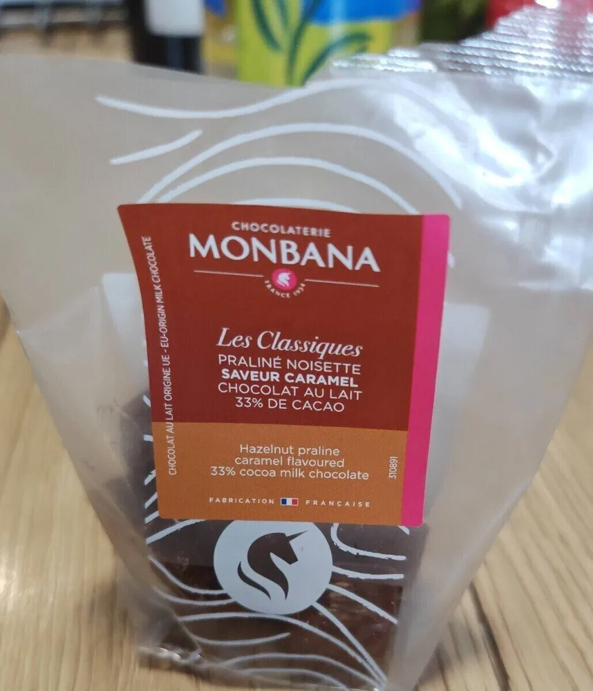 Chocolat au lait fourré au praliné noisette saveur caramel