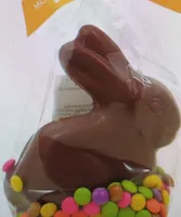 Moulage lapin au chocolat au lait et dragées colorées