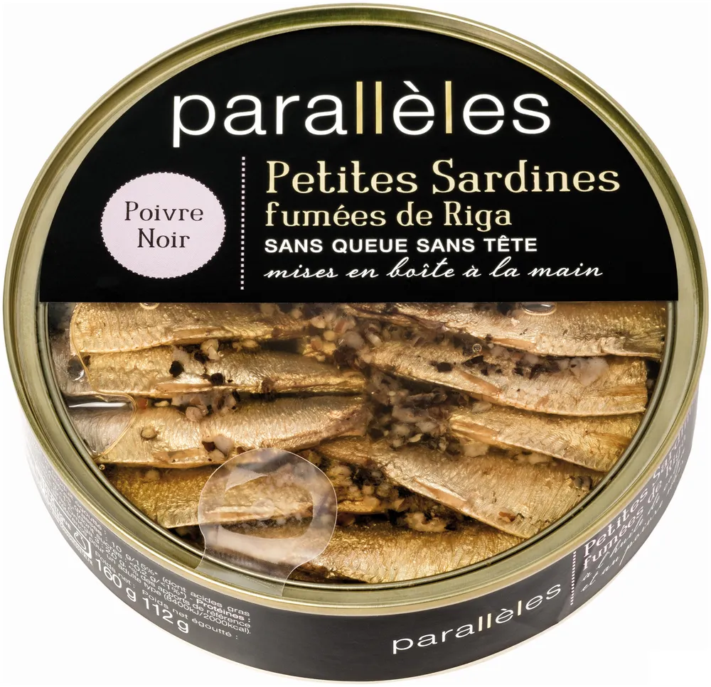 Petites Sardines fumées de Riga Poivre Noir