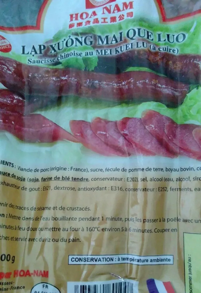 Saucisse chinoise au mai kuei lu