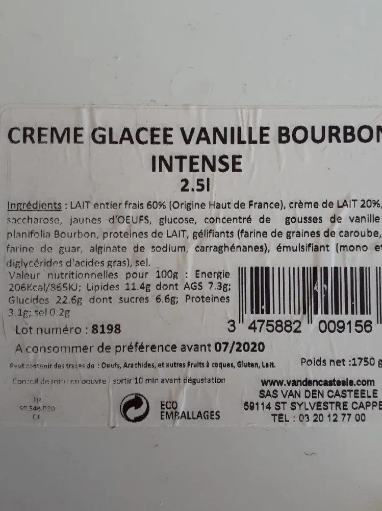 Crème glace vanille bourbon