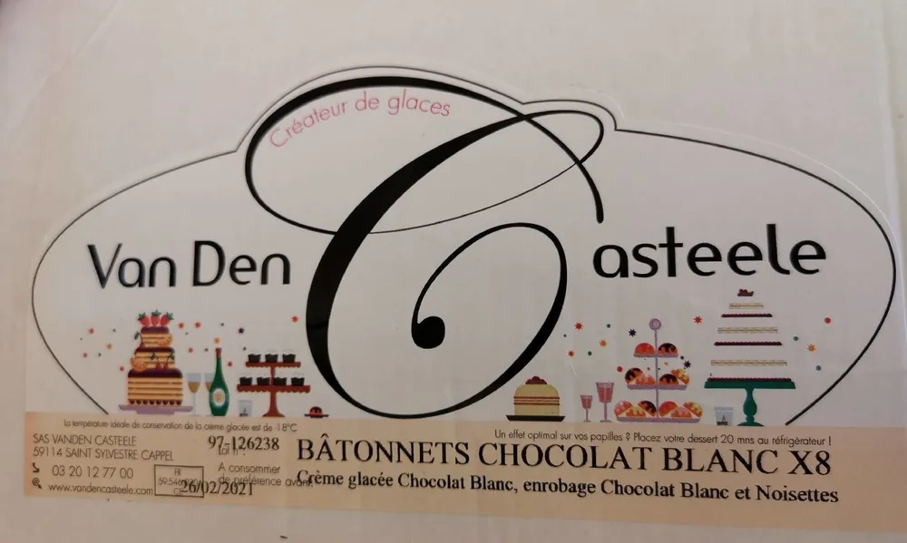 Bâtonnets chocolat blanc