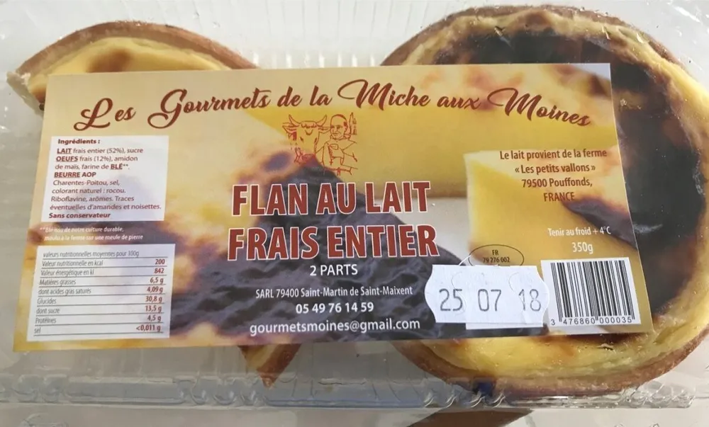 Flan au lait frais entier