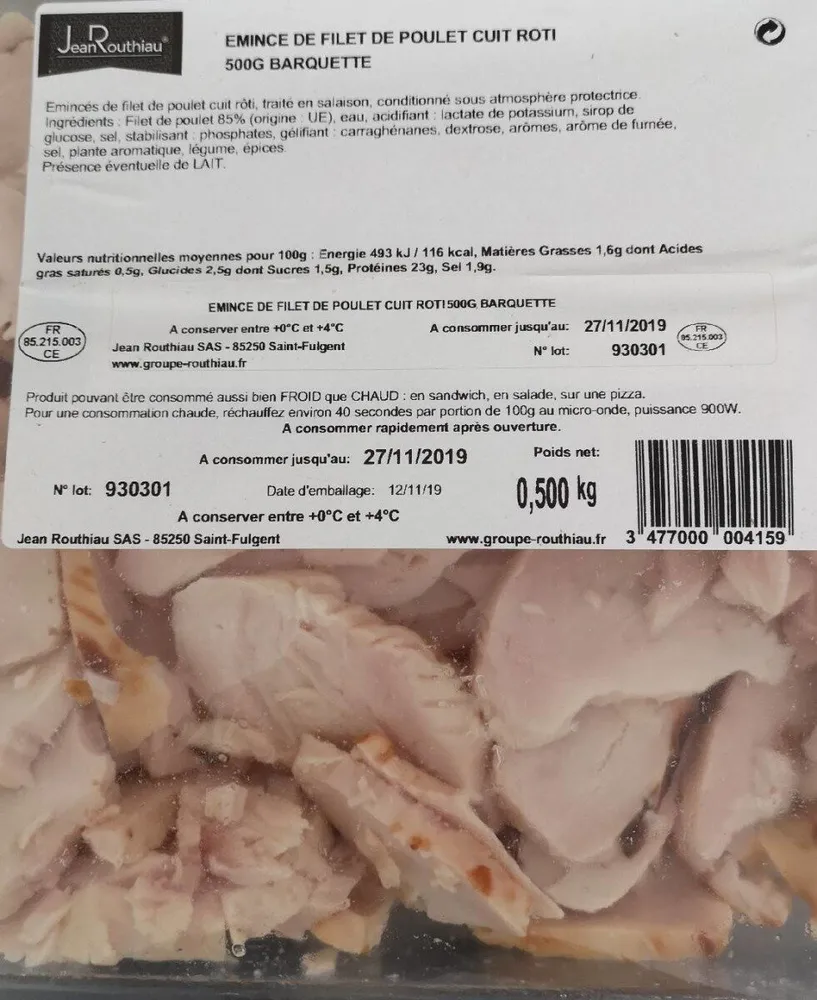 Eminces De Filet De Poulet Cuit Rôti Isans Peau