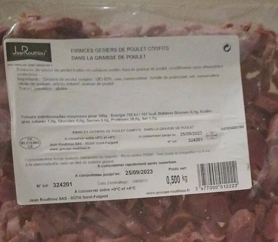 Émincé de gésiers de poulet