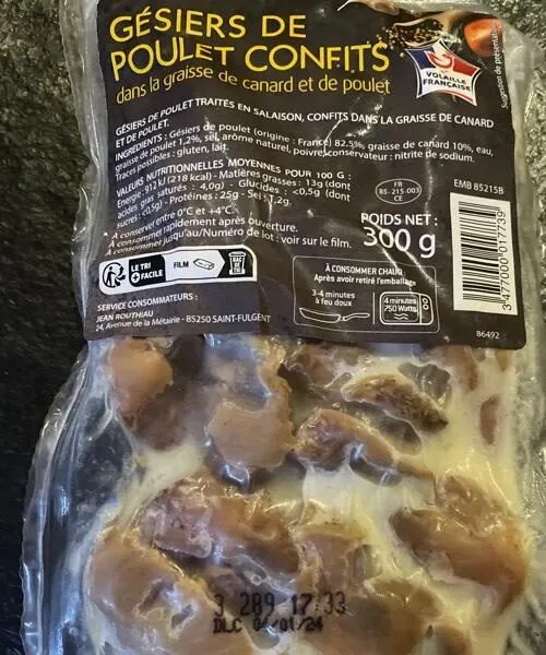 Gésiers de poulet confits