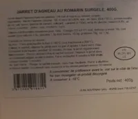 Jarret d'agneau au romarin surgelé 400g