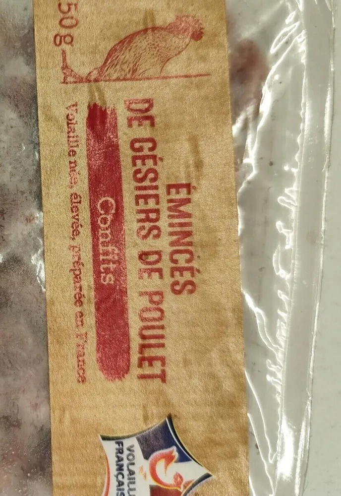Émincés de gésiers de poulet traités en salaison