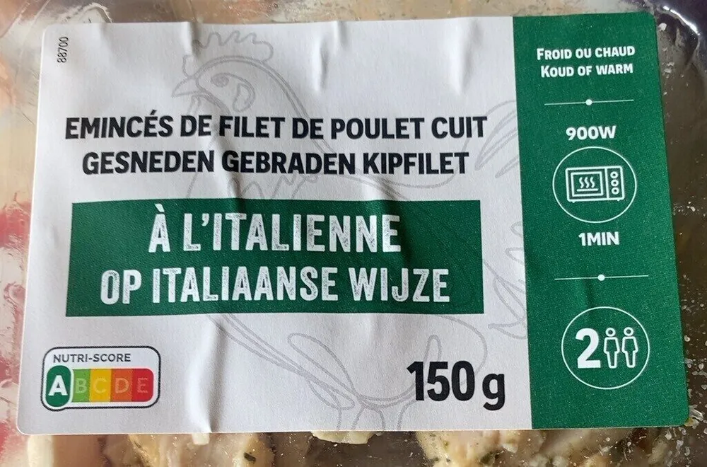 Emincés de filet de poulet cuit à l’italienne