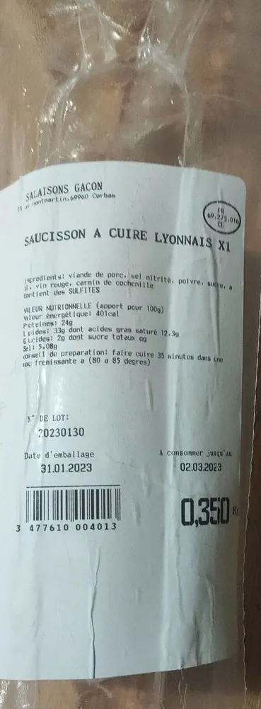 Saucisson à cuire lyonnais