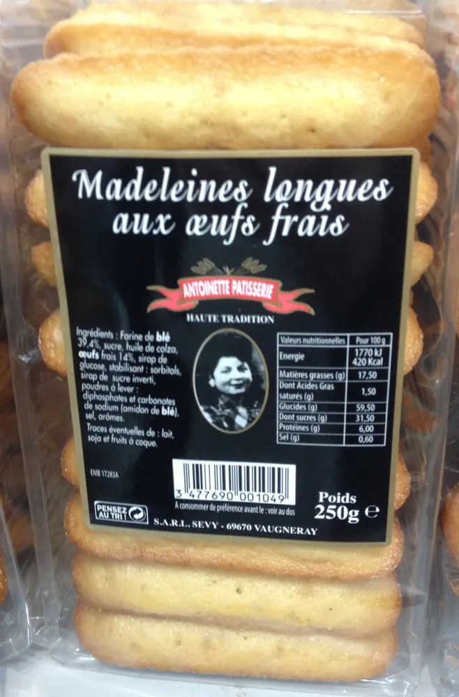 Madeleines longues aux oeufs frais
