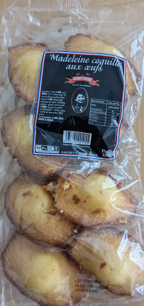 Madeleine coquille aux oeufs