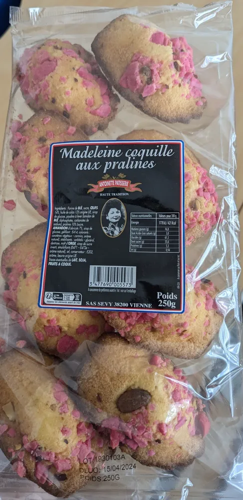 Madeleines coquille aux pralines