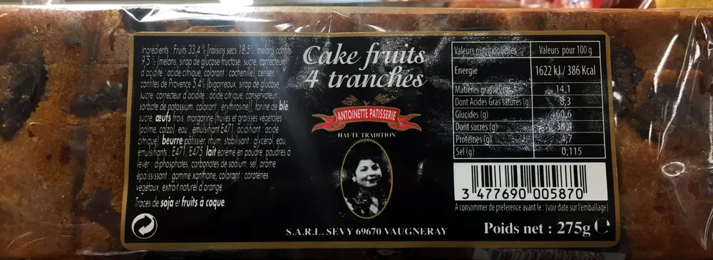 Cake fruits 4 tranches
