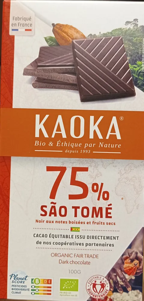 Chocolat noir 75% Bio