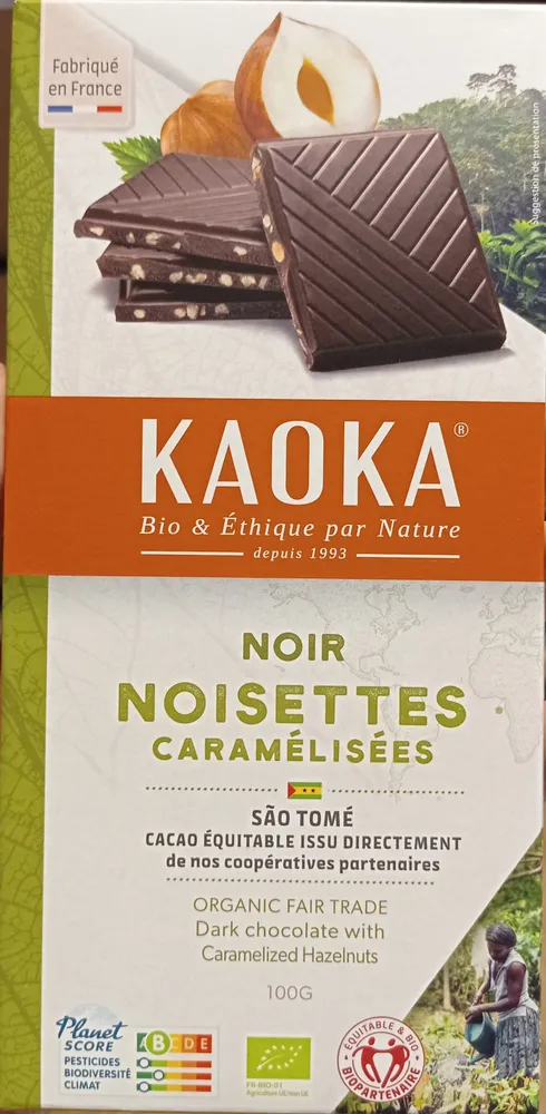 Chocolat Noir aux Éclats de Noisette Caramélisés Bio