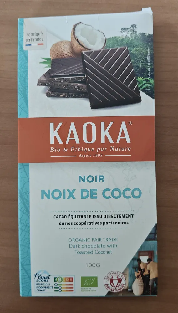 Chocolat Noir à la Noix de Coco Toastée Bio