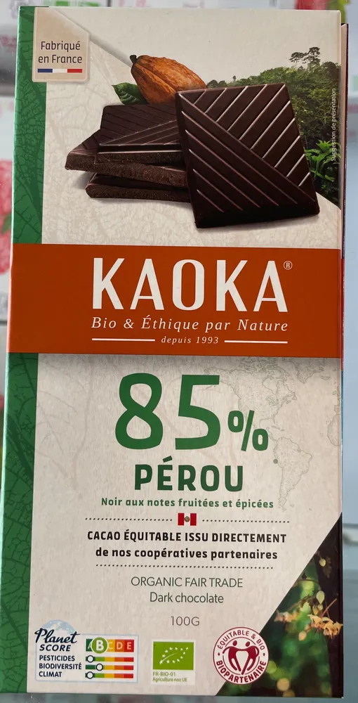 Chocolat Pérou 85% cacao