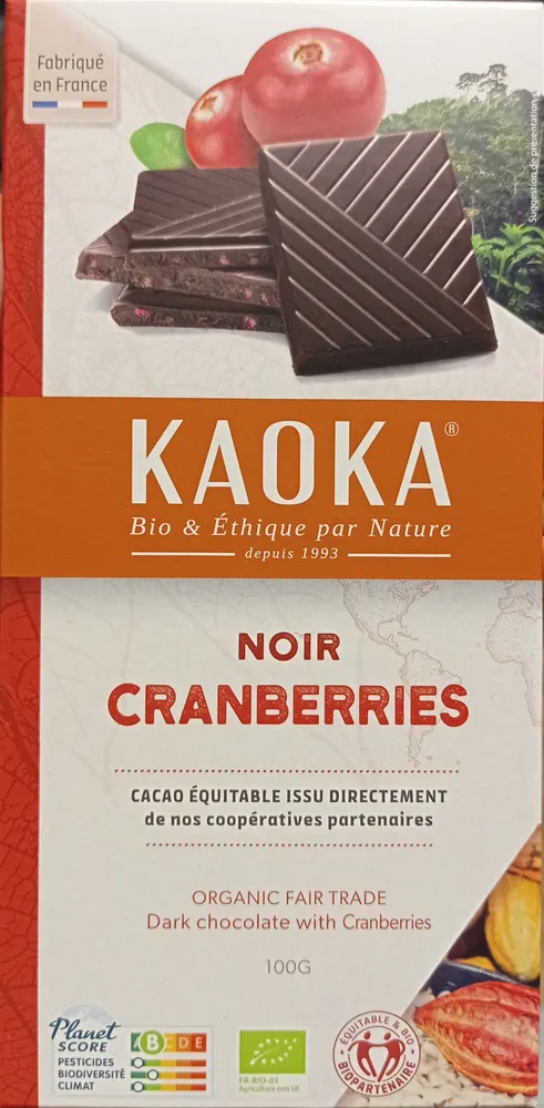 Chocolat noir cranberries
