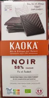 Chocolat noir biologique 58% cacao