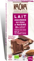 Chocolat au Lait aux Amandes Entières et Raisins Bio
