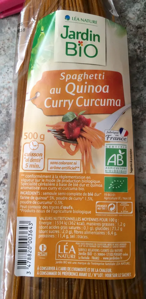 spaghetti au quinoa curry curcuma