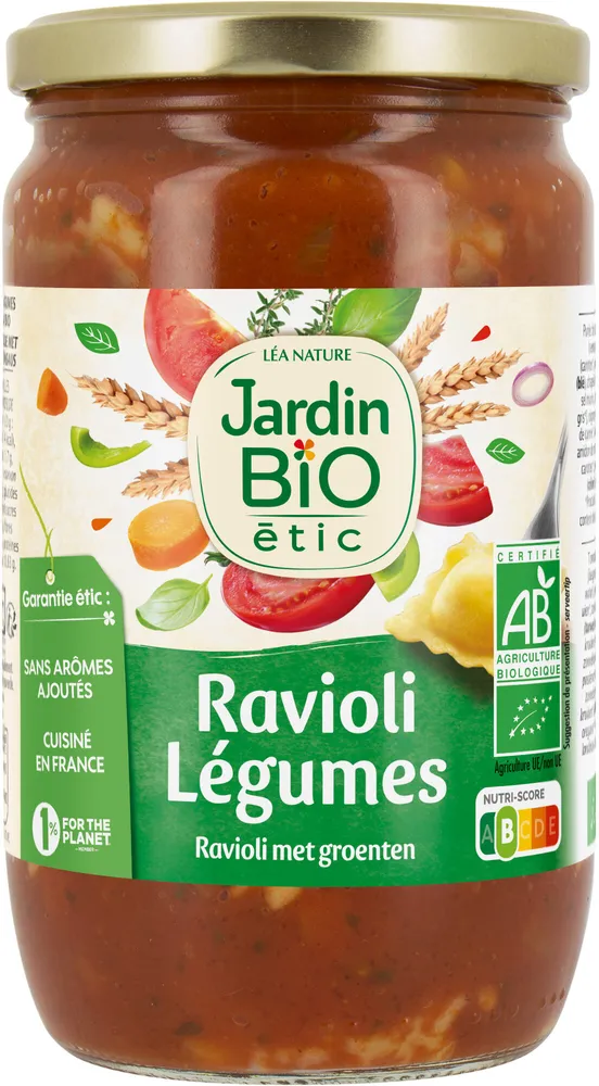 Pâtes farcies aux légumes à la sauce tomate bio