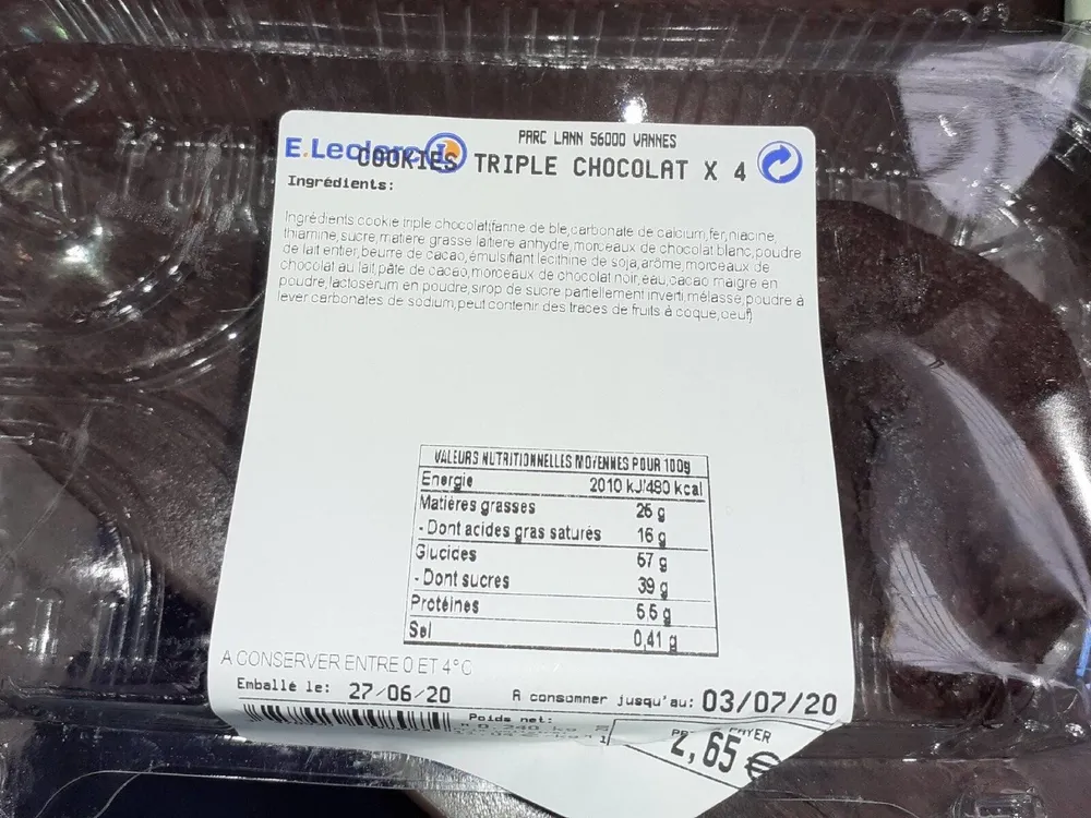 Cookie triple chocolat ×4