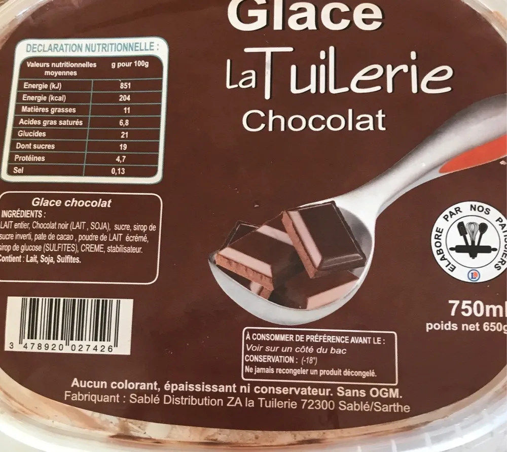 Glace "La Tuilerie" chocolat