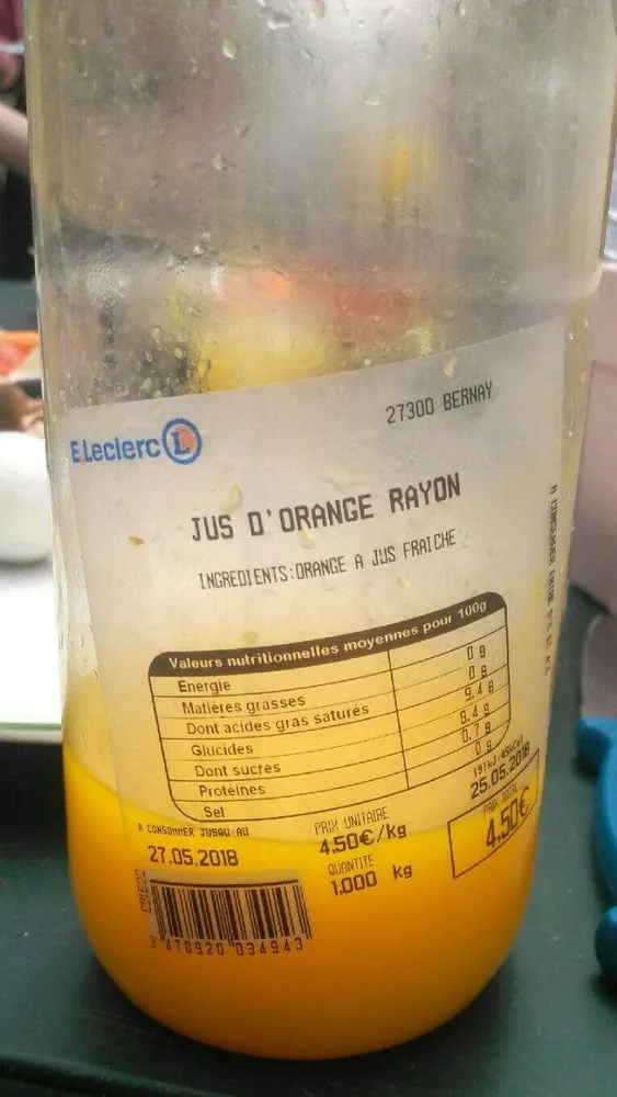 Jus d'orange rayon