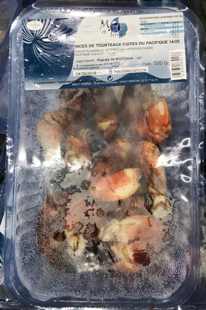 Pinces de tourteaux cuites du pacifique 14/25