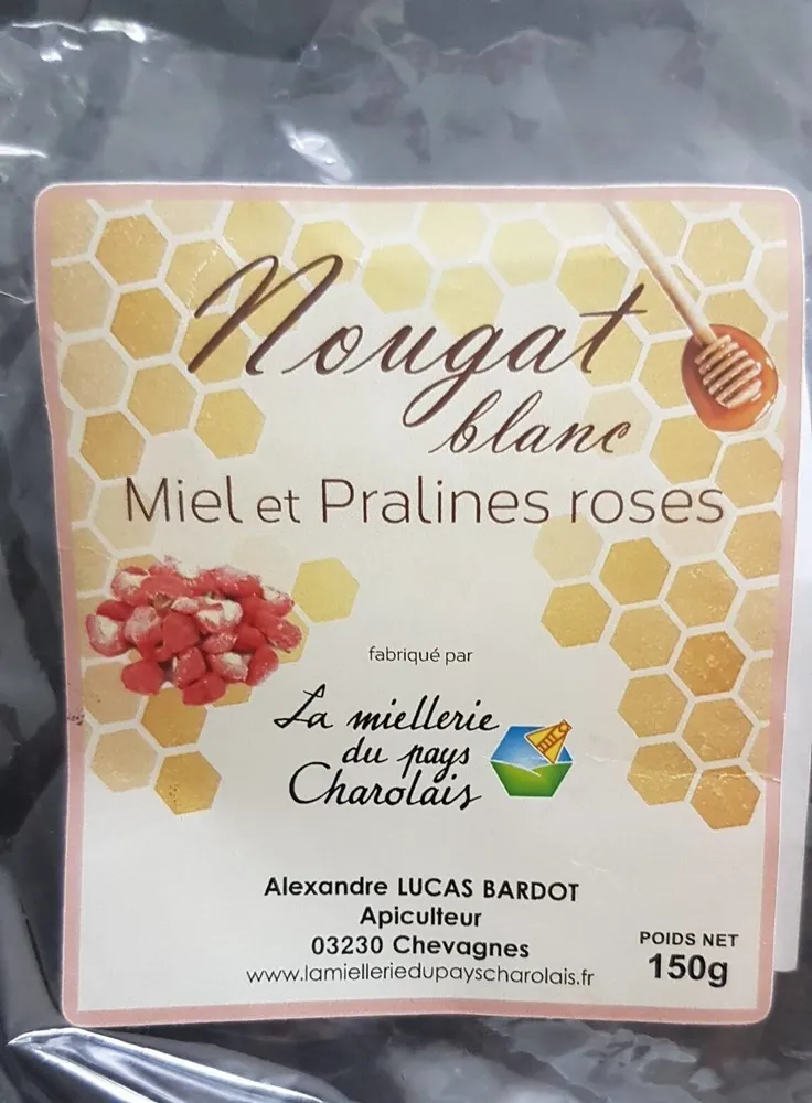 Nougat blanc miel et pralines roses