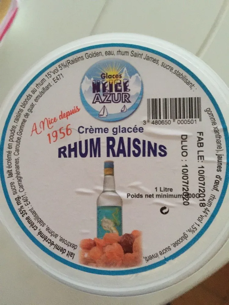 Creme glacee rhum raisins