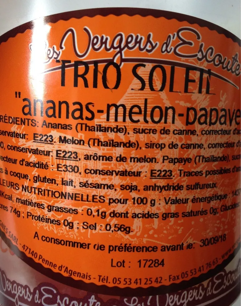 Trio soleil ananas melon papaye