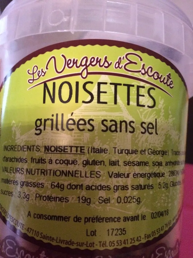 Noisettes grillees sans sel