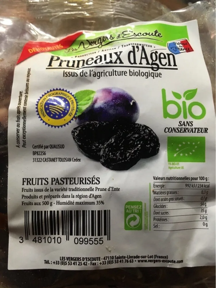 Pruneaux d'Agen bio dénoyautés