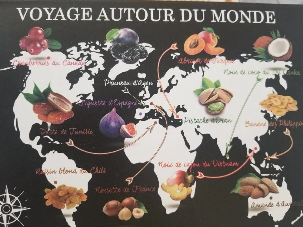 voyage autour du monde, Fruits secs