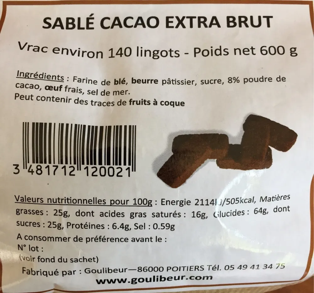 Sablé cacao extra brut