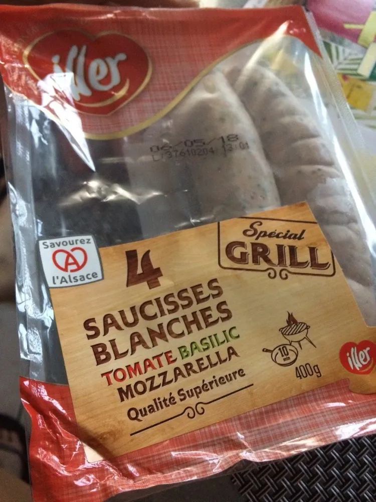 4 Saucisses blanches tomate basilic mozzarela
