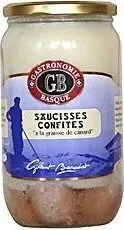 Saucisses de porc confites a la graisse de canard