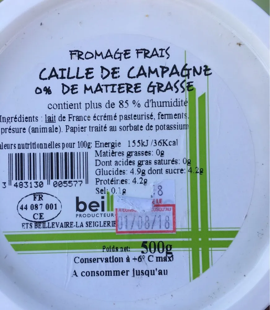 Fromage frais caille de campagne