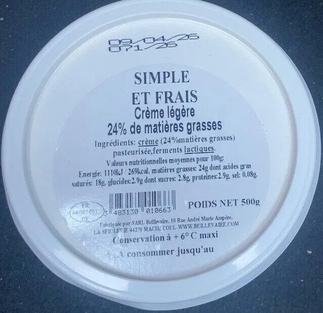 Crème légère 24% de matières grasses