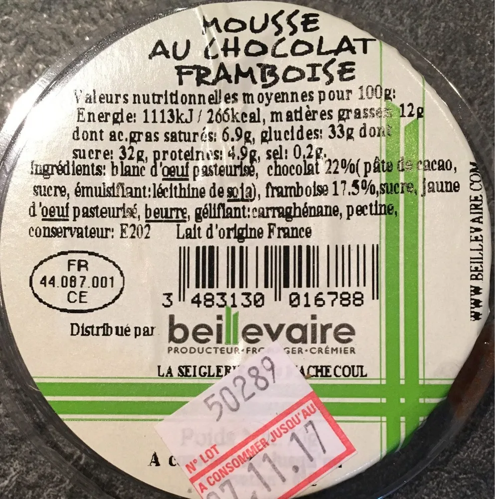 Mousse au chocolat framboise
